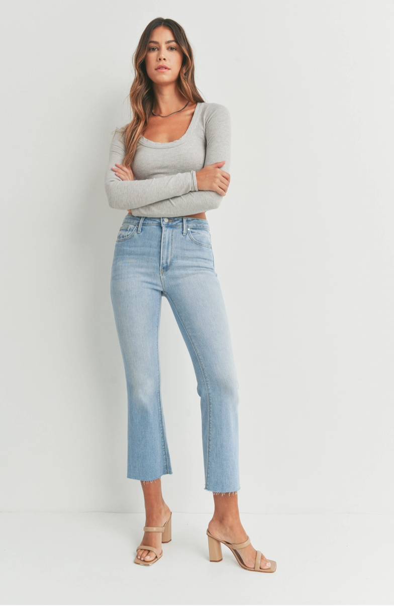 Just Black Denim HR Tonal Crop Flare