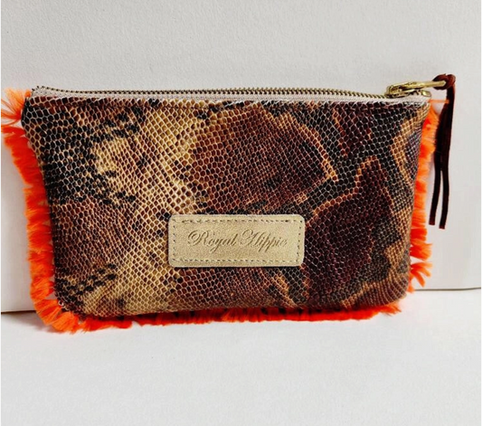 Mocha Snake Print Pouch