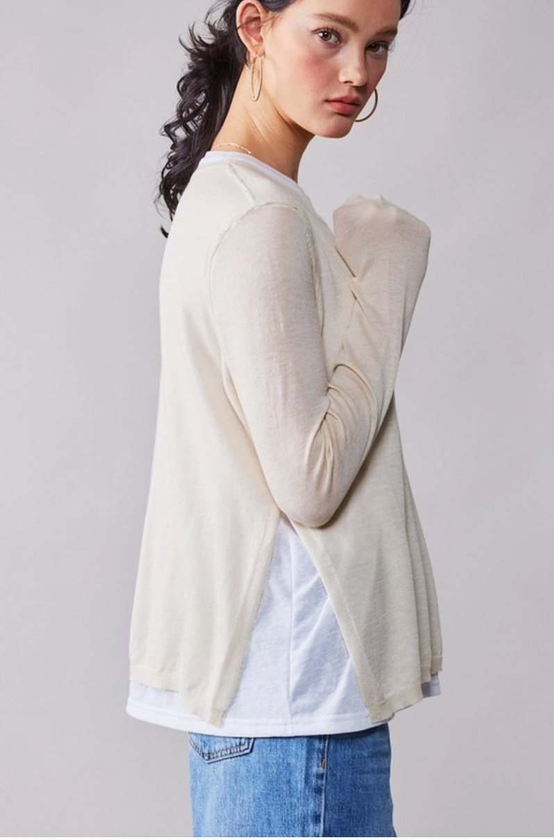 Double layer Rib Knit Top