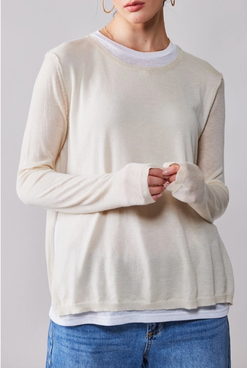 Double layer Rib Knit Top