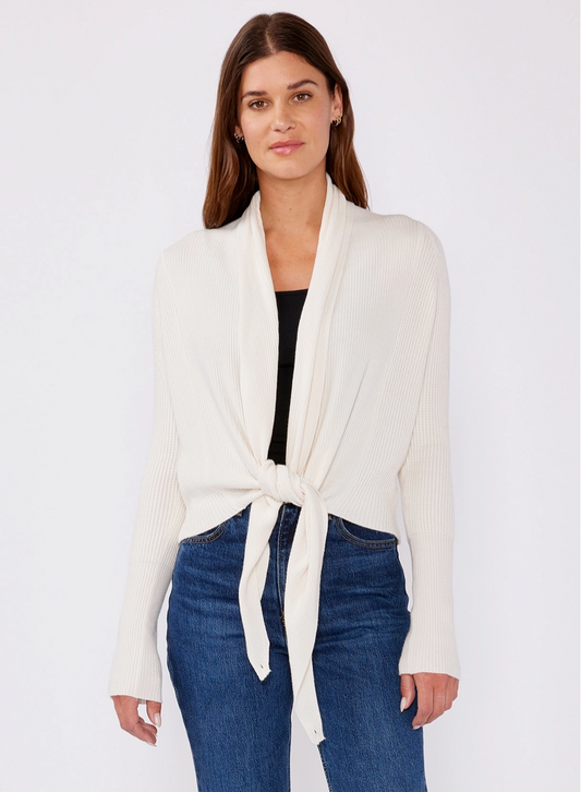 Waffle Knit Tie Front Cardigan Top (4 colors)