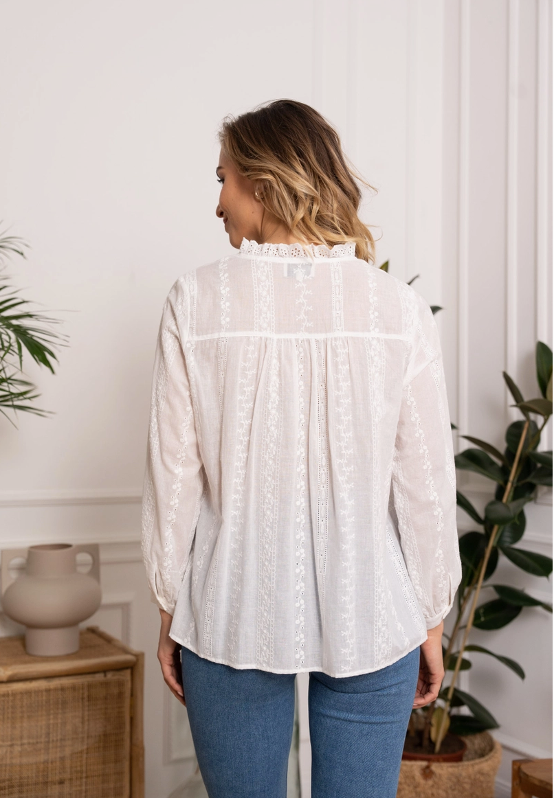 Chokolate Paris Embroidered Cotton Blouse