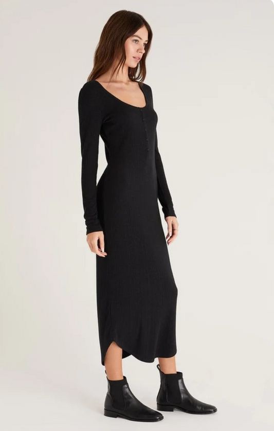 Z Supply Heidi Rib Midi Dress in Black