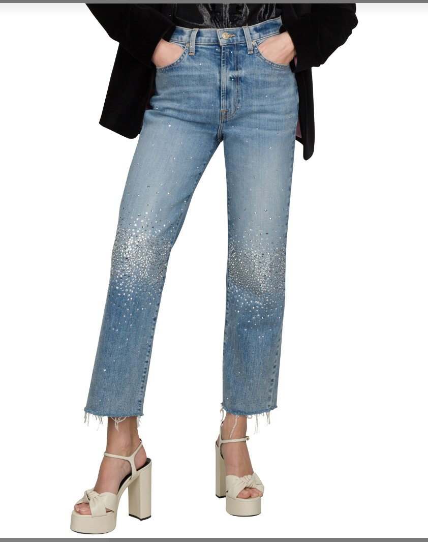 7 for All Mankind Stovepipe Jean with Crystals