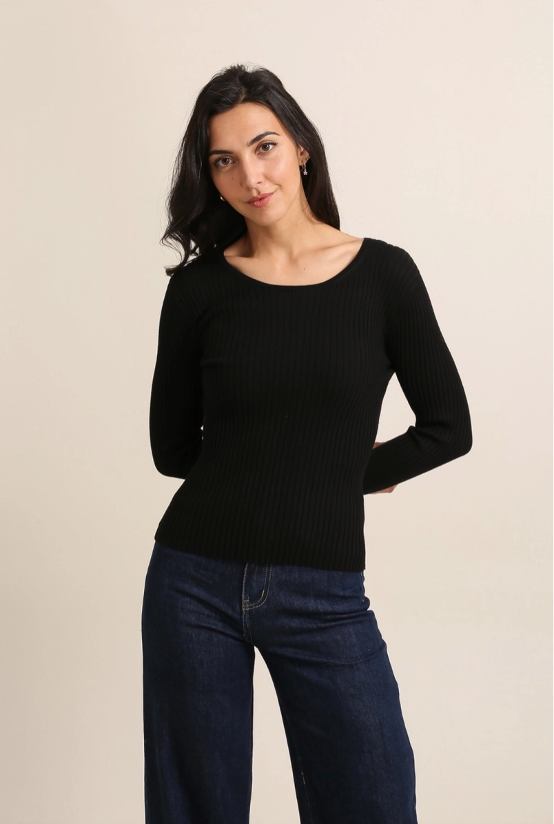 Chokolate Paris Ribbed Crew Neck Knit - ONE SIZE- 3 colors