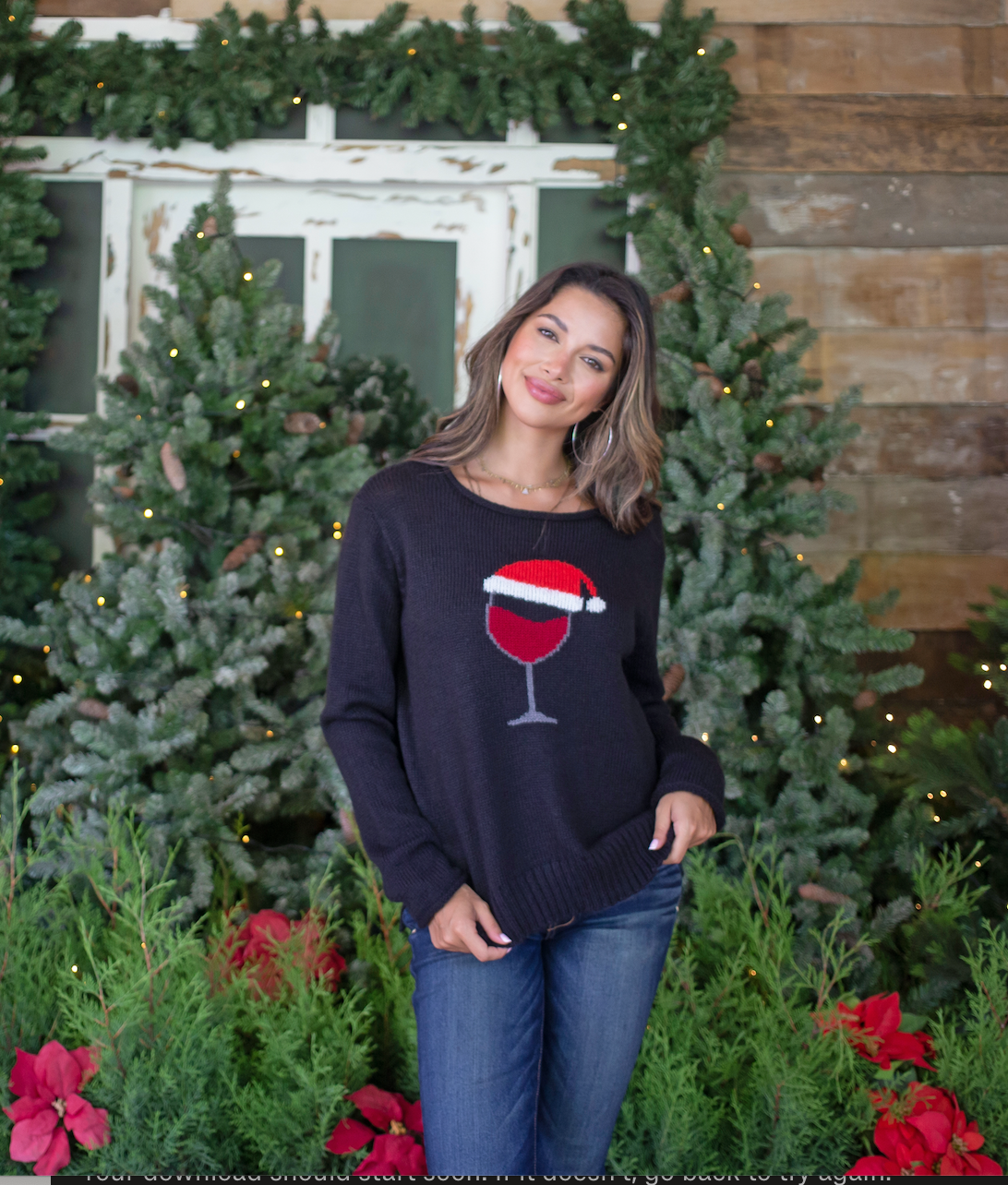 Lightweight Santa Wine Crew Sweater