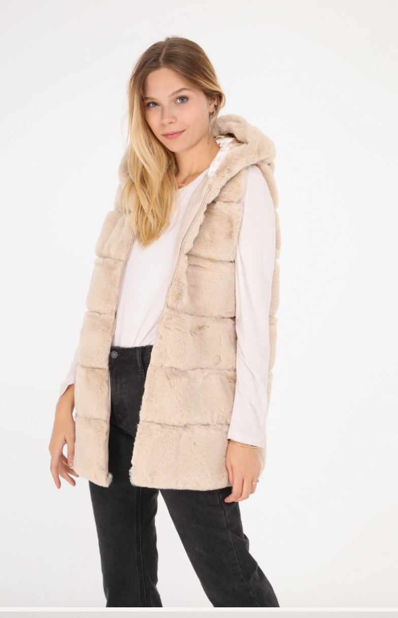 Chokolate Paris Faux Fur Hooded Vest (3 colors)