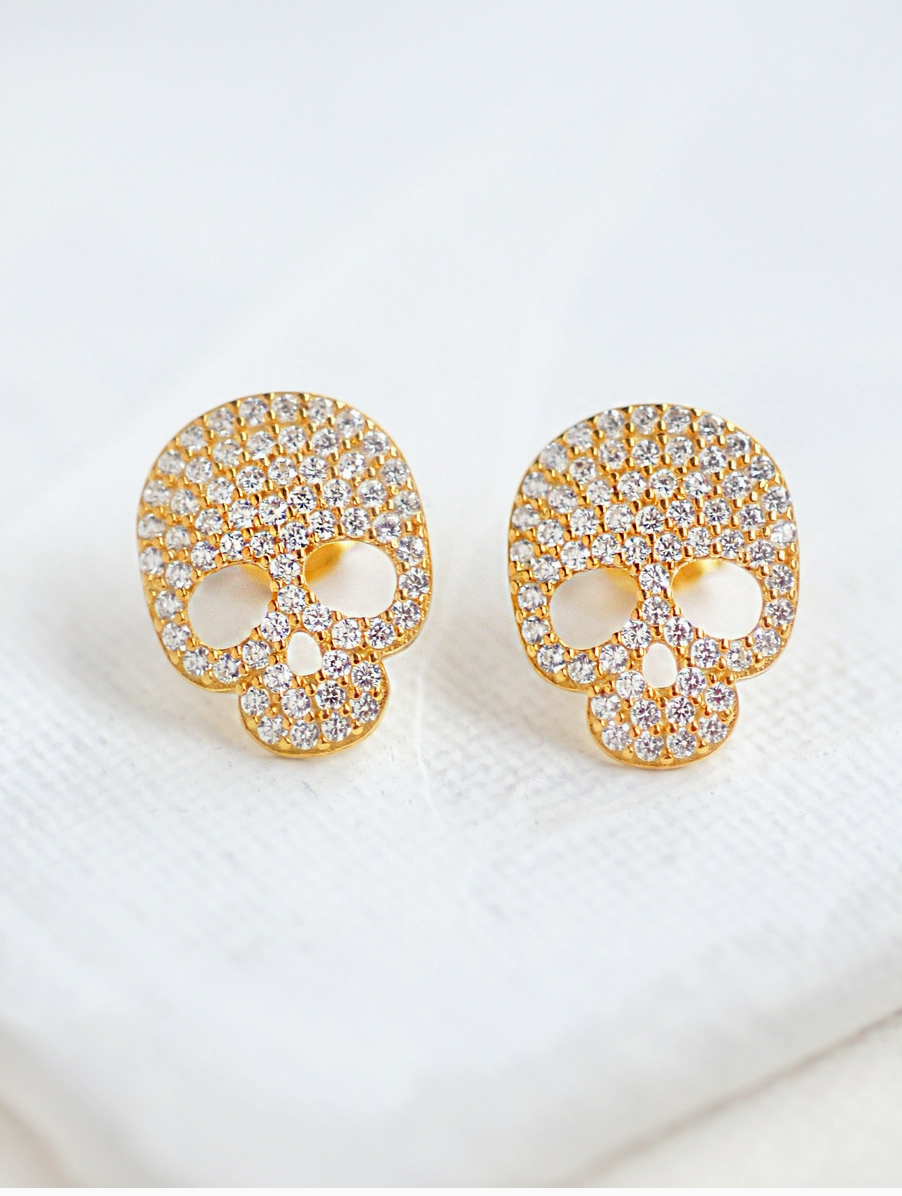 Glitter Skull Stud Earring