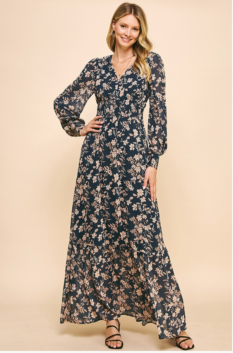 Floral Long Sleeve Maxi Dress