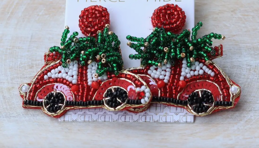 Beaded Christmas Earrings