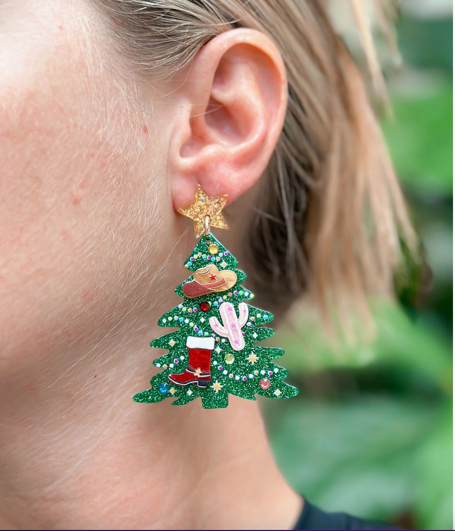 Cowboy Christmas Earrings