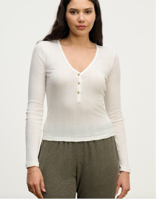 Velvet by Graham & Spencer Winona Long Sleeve Button Knit Top (2 Colors)