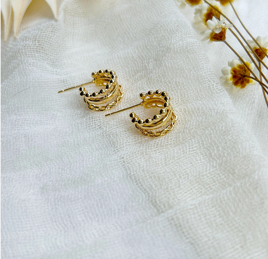 Triple Huggie Hoops
