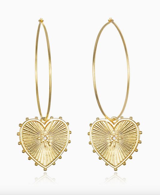 Beaded Heart Hoop Earring