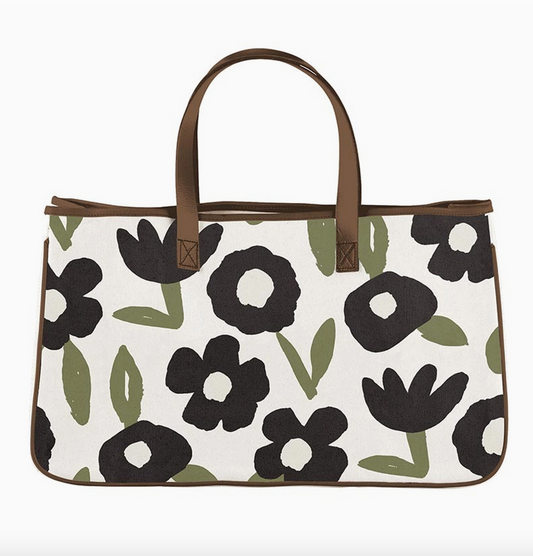 Black Floral Tote Bag