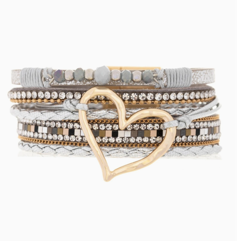 Gold Heart Beaded Bracelet