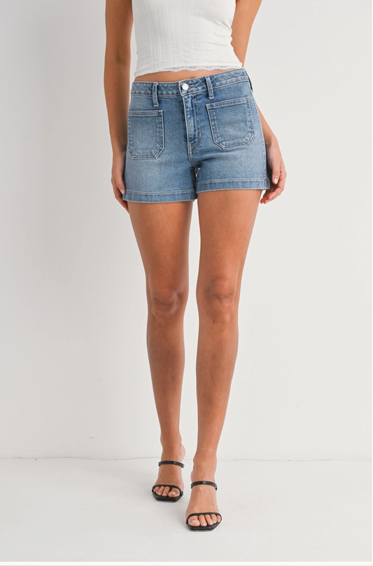 Patch Pocket Denim Shorts