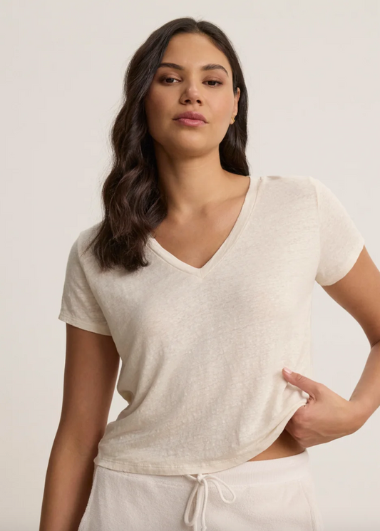 Velvet by Graham & Spencer Amber V Neck Linen Tee (3 Colors)