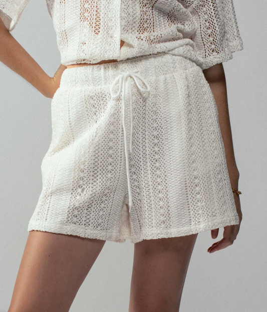Crochet Knit Drawstring Shorts