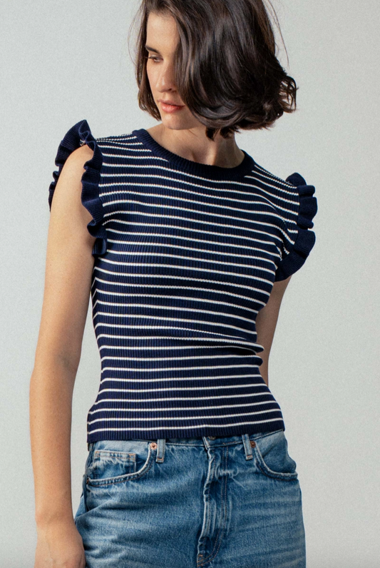 Ruffle Sleeve Knit Top