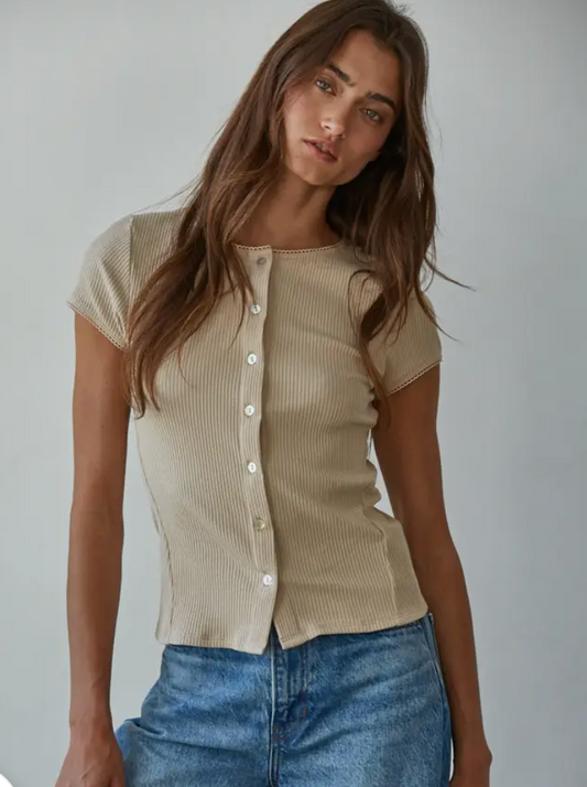 Ribbed Cardigan Top