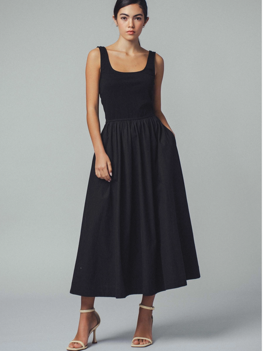 Elegant Square Neck Dress in Black
