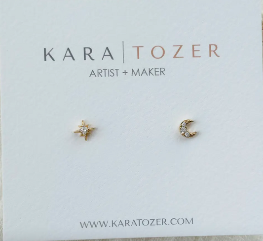 Dainty Star & Moon Studs