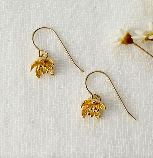 Gold Floral Dangle Earring