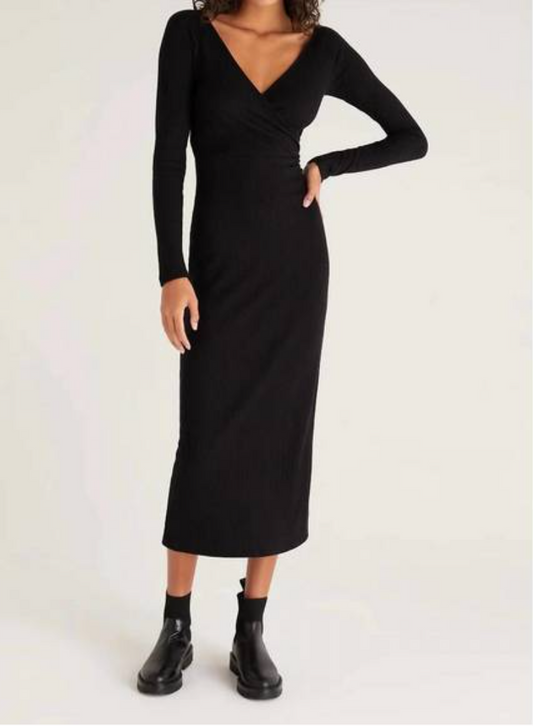 Z Supply Sawyer Rib Midi Dress in Black