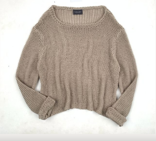Maui Cropped Chunky Cotton Crew Sweater