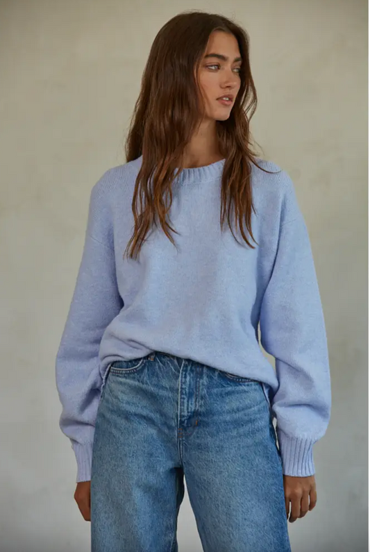 Knit Crewneck Sweater in Sky Blue