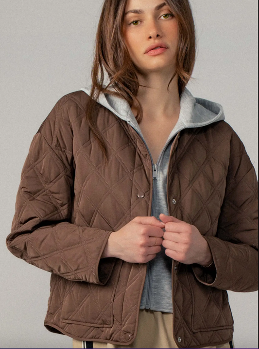 Diamond Quilted Hooded Jacket