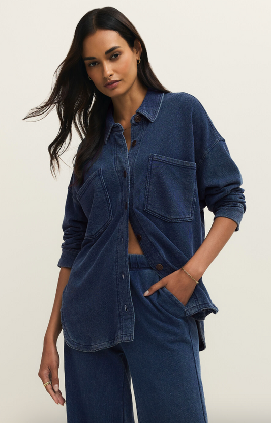 Z supply All Day Knit Denim Jacket in Indigo