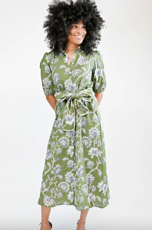 Leila Midi Dress in Ivory Vine
