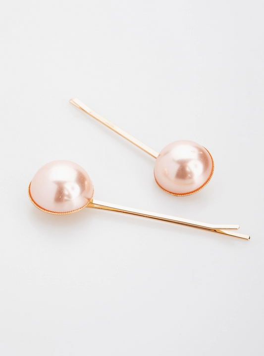 Audrey Pearl Bobby Pin Set in Blush