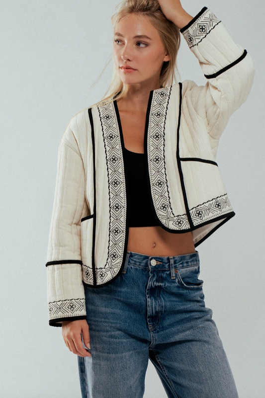 Boho Embroidered Quilted Jacket