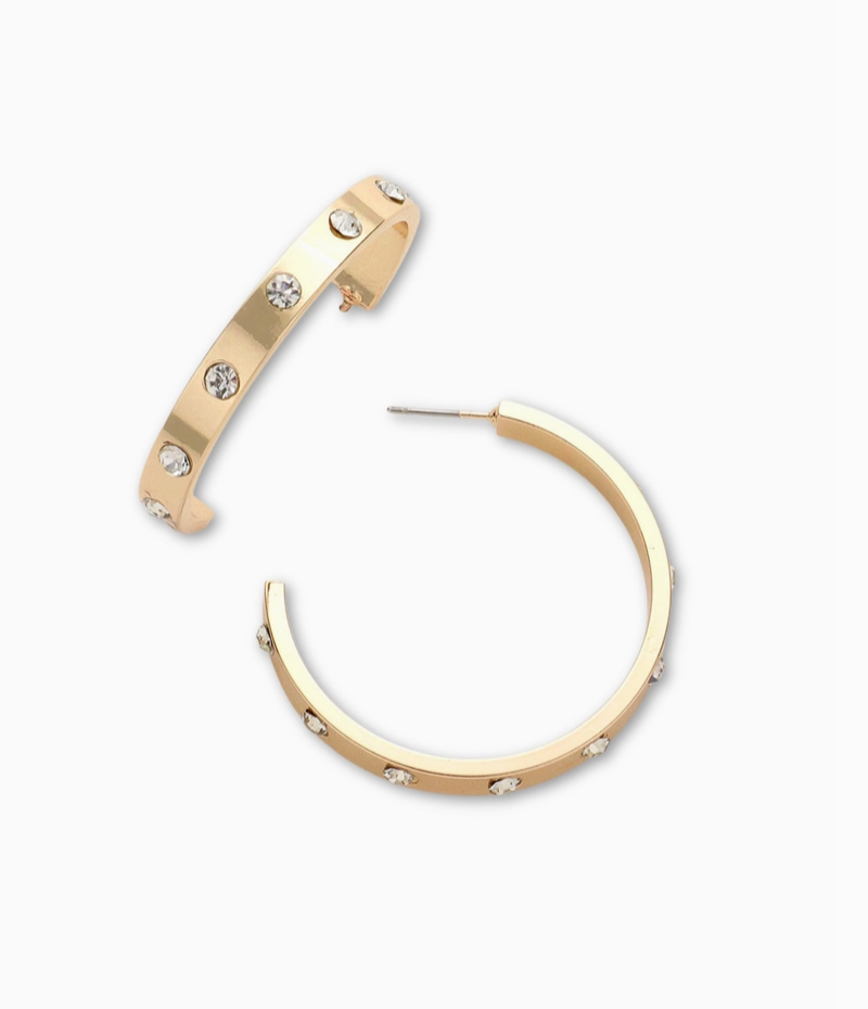 Crystal Love Hoop Earring in Silver or Gold
