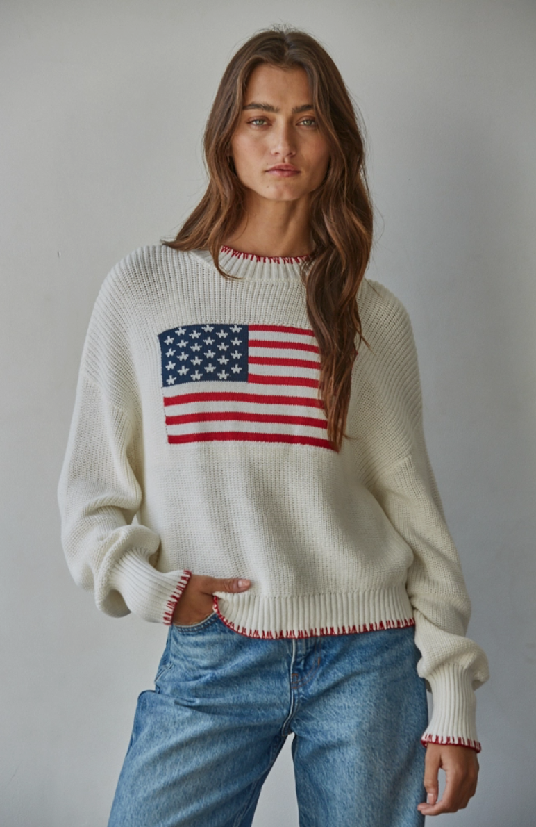American Flag Crew Neck Sweater