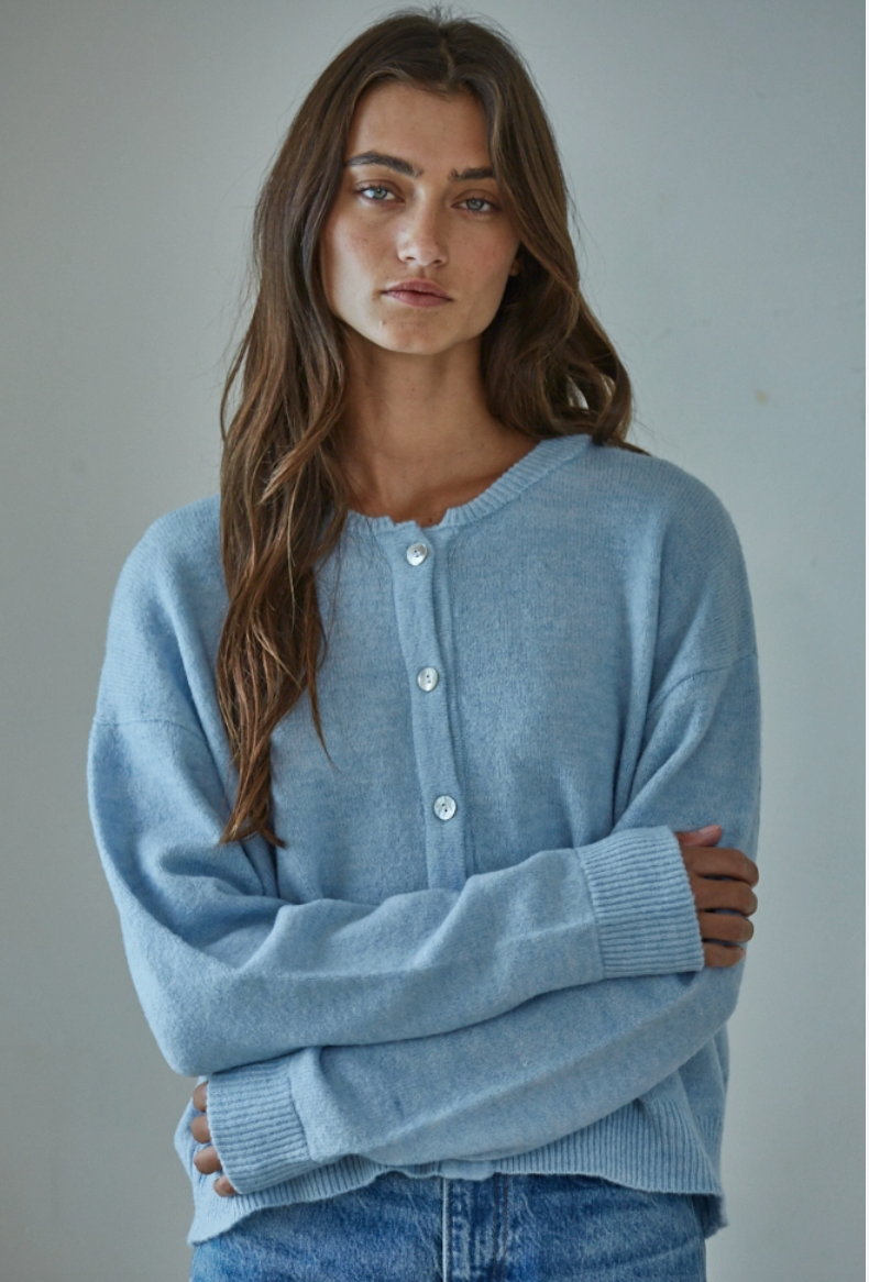 Crew Neck Cardigan Sweater