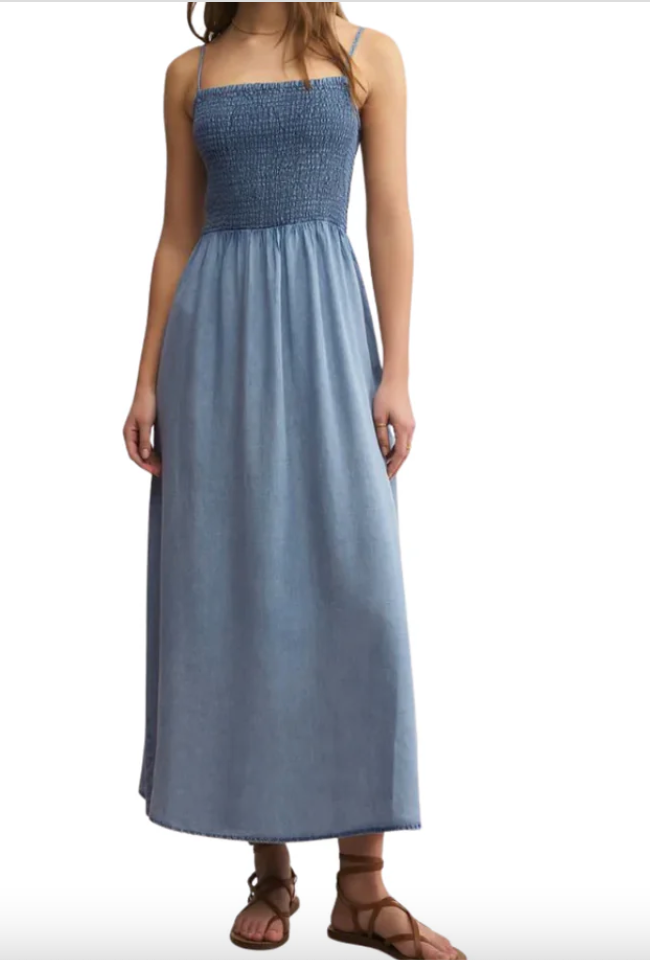 Bayside Chambray Midi Dress in Medium Chambray