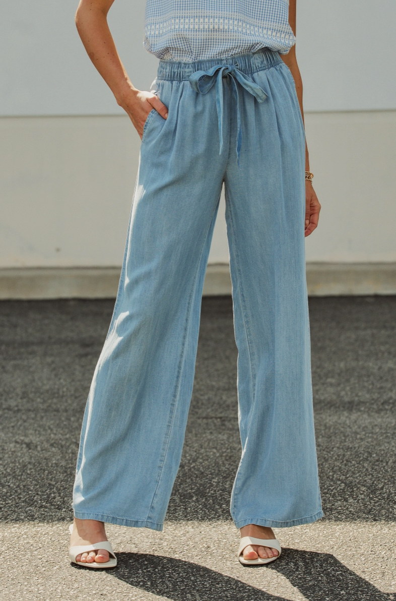 Wide Leg Tencel Denim Pants