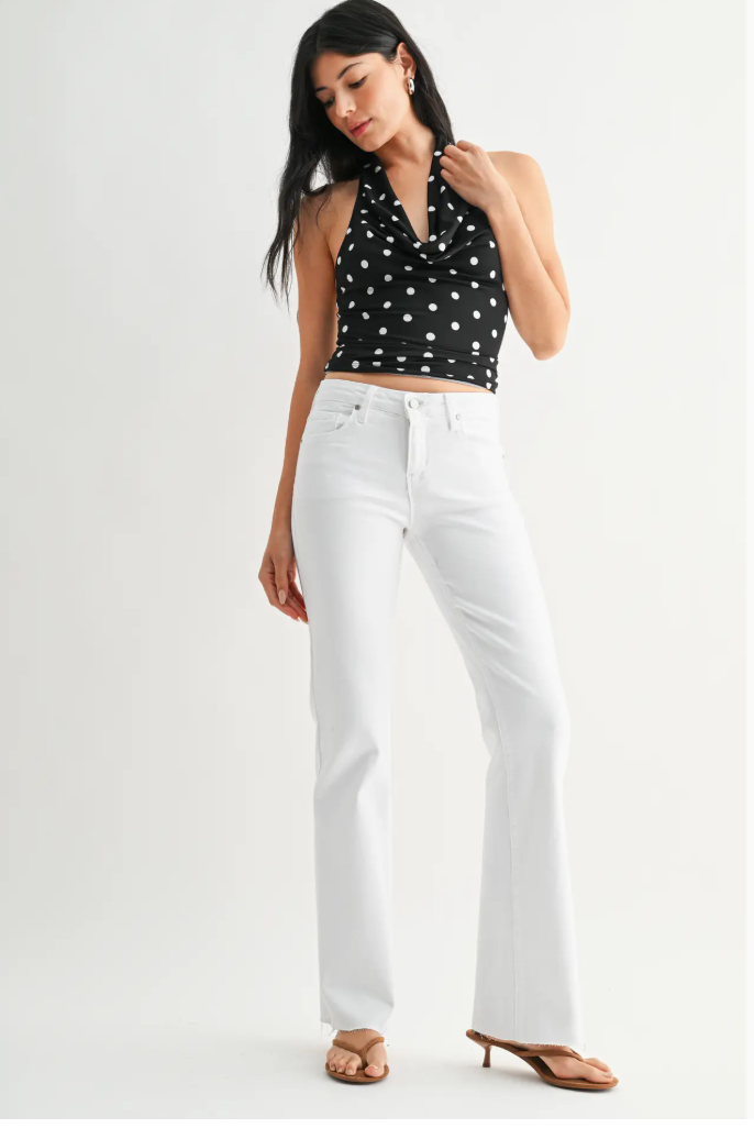 Low Rise Bootcut Jean in White