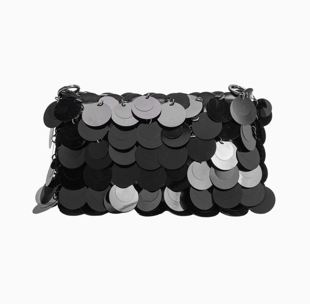 Melie Bianco Gillie Black Sequin Convertible Clutch