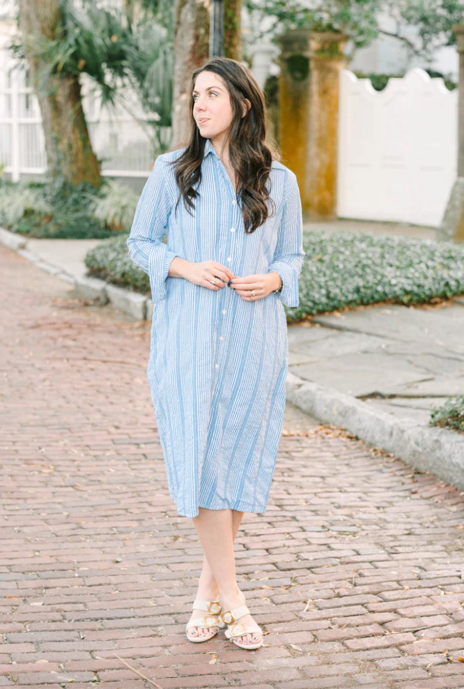 Mira Button Down Dress in Shoreline