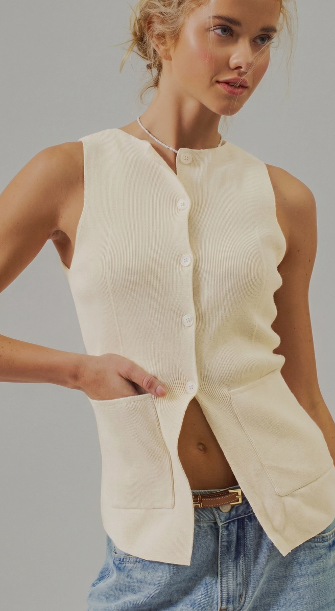 Cotton Knit Sweater Vest