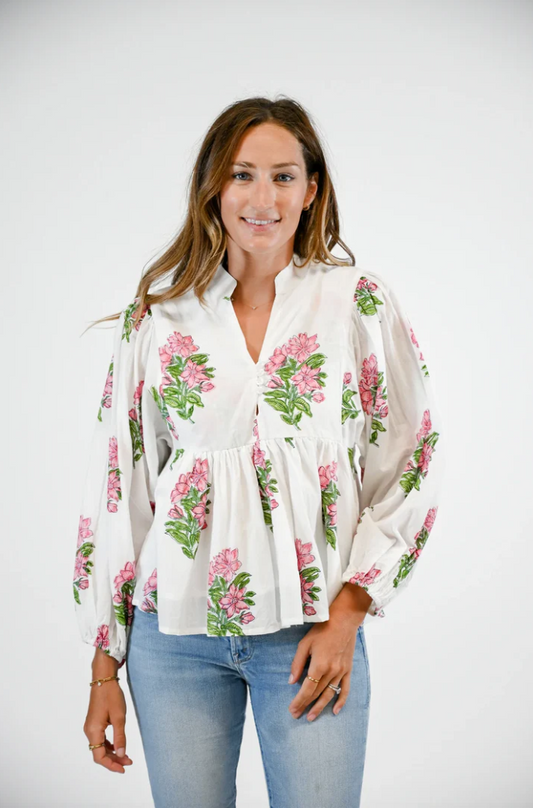 Bluffton Blouse in Pink Hydrangea