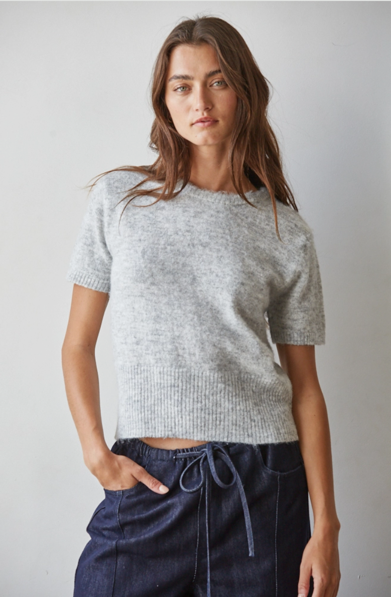 Crew Neck Short Sleeve Sweater
