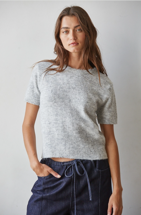 Crew Neck Short Sleeve Sweater