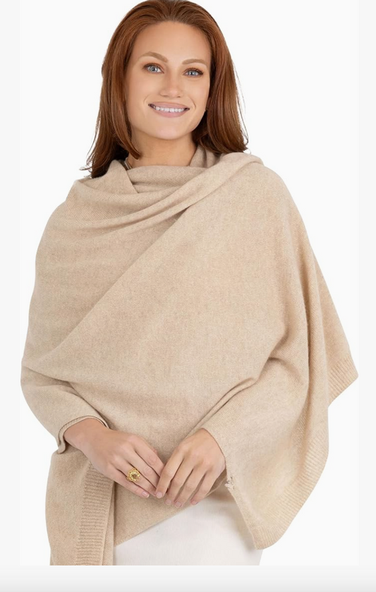 Cashmere Wrap in Ivory or Beige