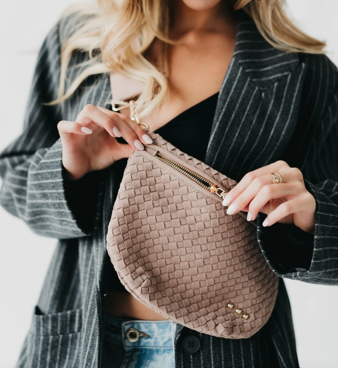 Suede Westlyn Woven Cross Body Bag